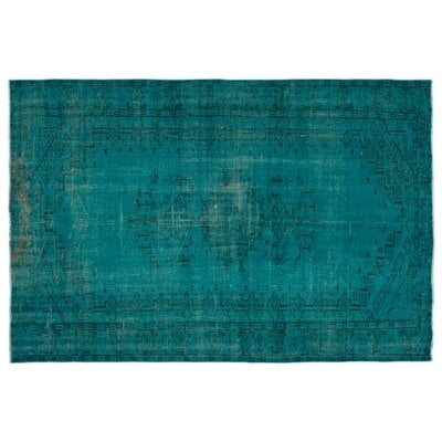 One-of-a-Kind Hand-Knotted 1960s Turkish Turquoise 5'8" x 8'6" Area Rug - Image 0