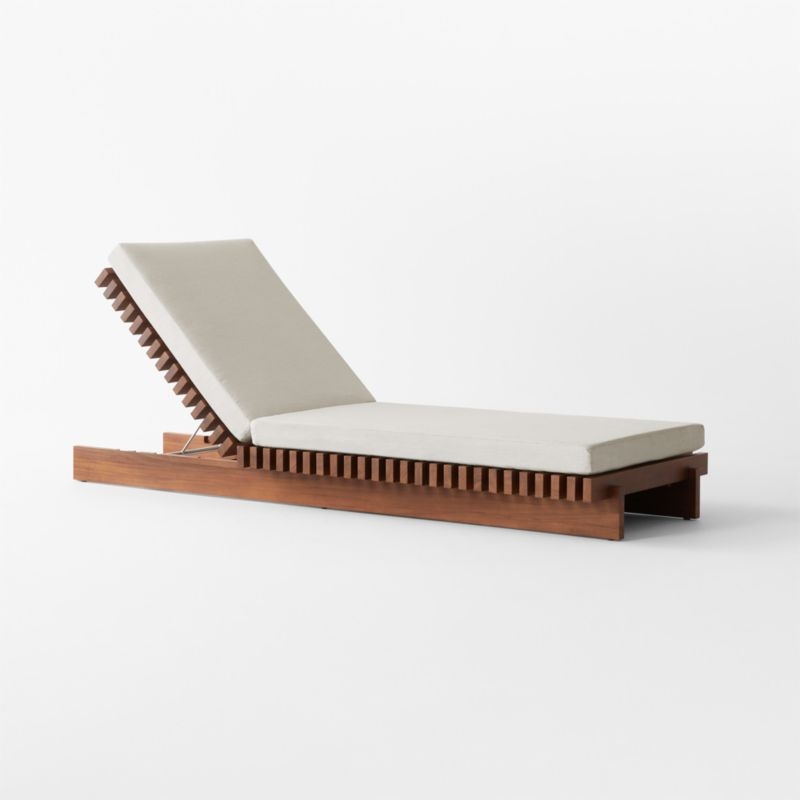 Taiko Stained Teak Outdoor Sun Lounger with Sunbrella® Cushions - Image 1