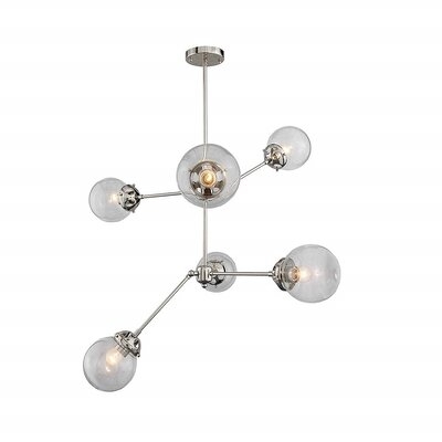 Ceiling Light Fixture Tetra Flush Mount 6- Globe Glass Gold Sputnik (34.6" Pendant) (Nickel) - Image 0