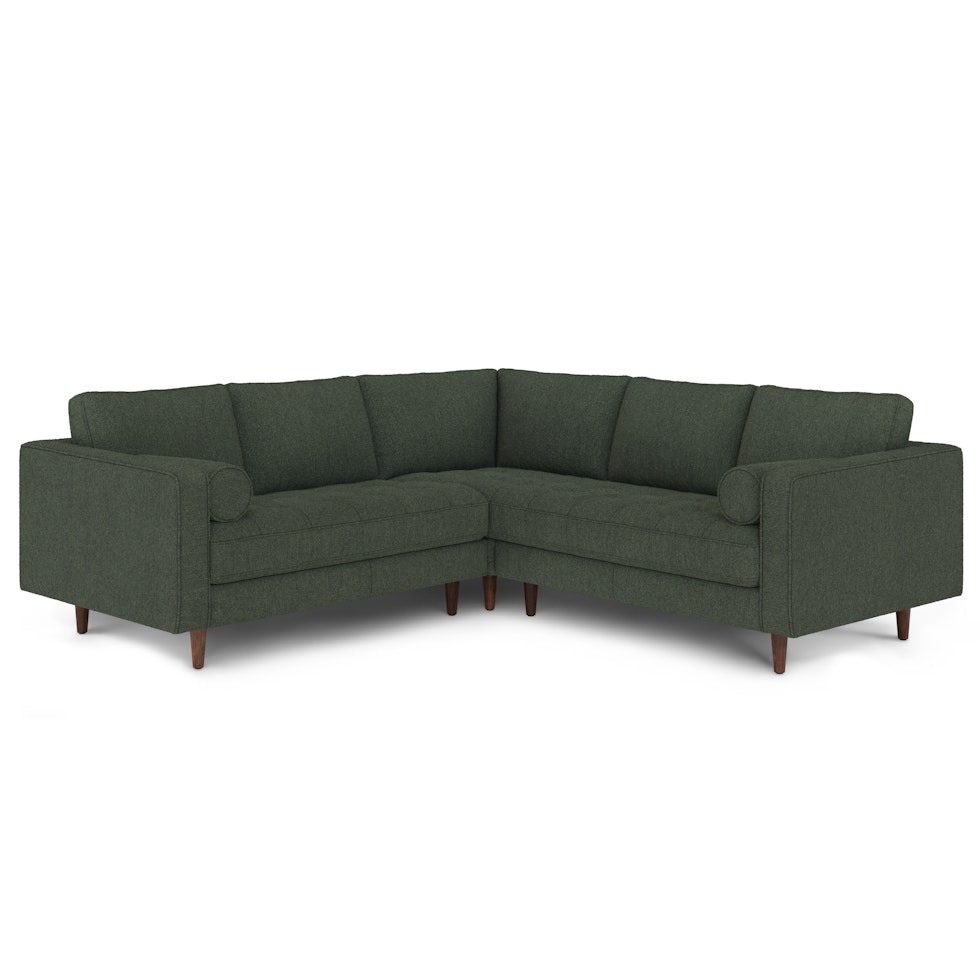 Sven 91" Tufted Corner Sectional - Green Wool Bouclé - Image 1