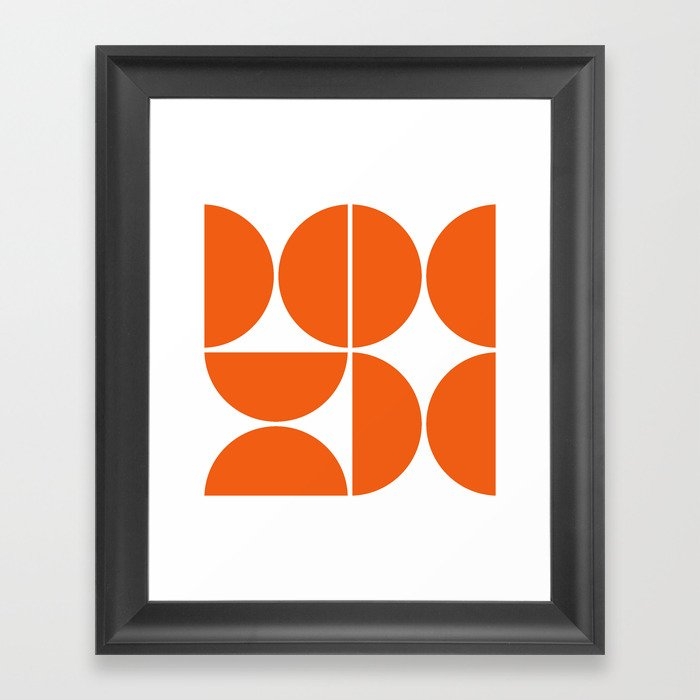 Mid Century Modern Orange Square Framed Art Print by The Old Art Studio - Scoop Black - X-Small 8" x 10"-10x12 - Image 0