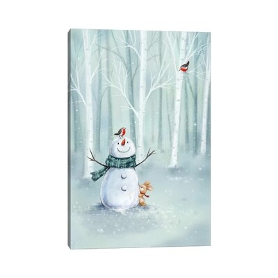 Snowman in Wood II by Makiko - Wrapped Canvas Painting Print - Image 0