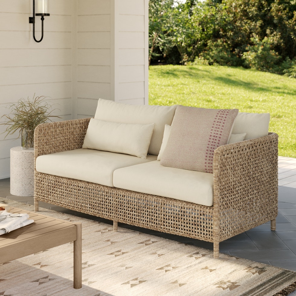 Robbi 67.25" Outdoor Loveseat - Dravite Ivory - Image 1