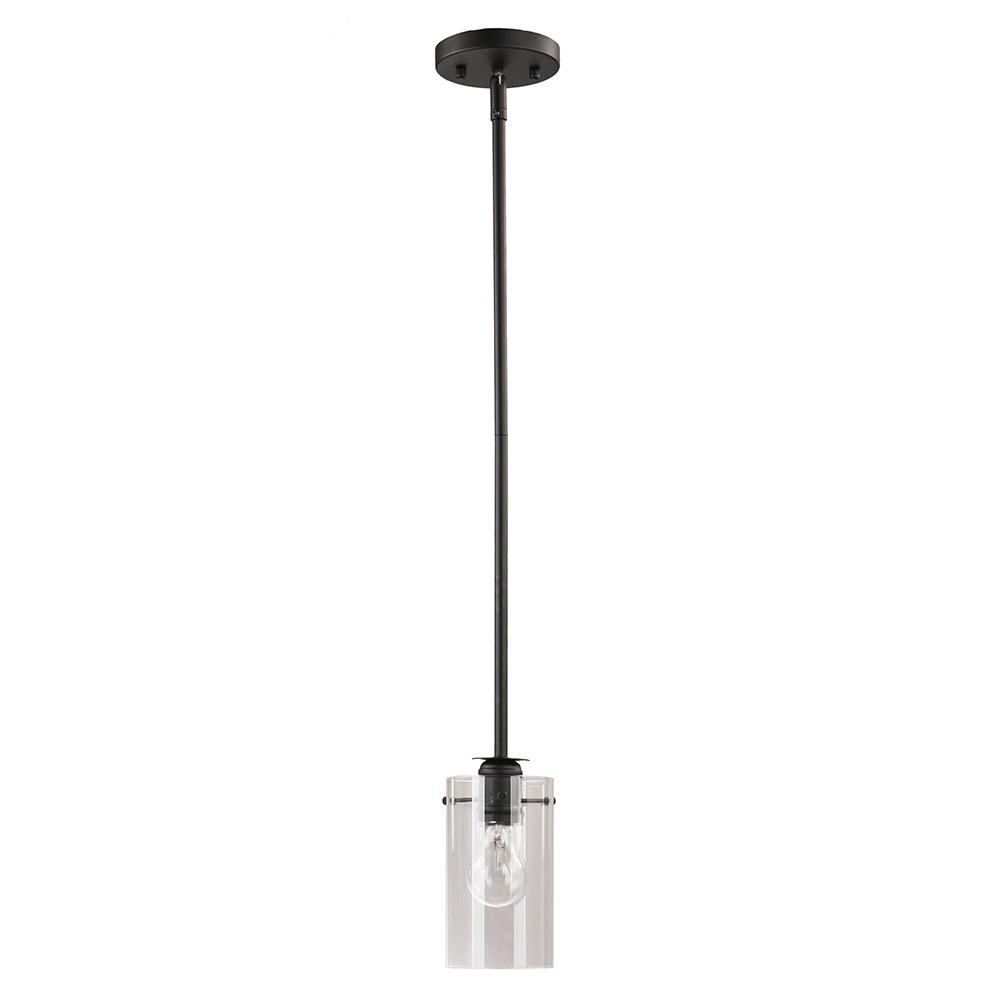 DSI 1-Light Black Mini Pendant with Clear Glass Shade - Image 0