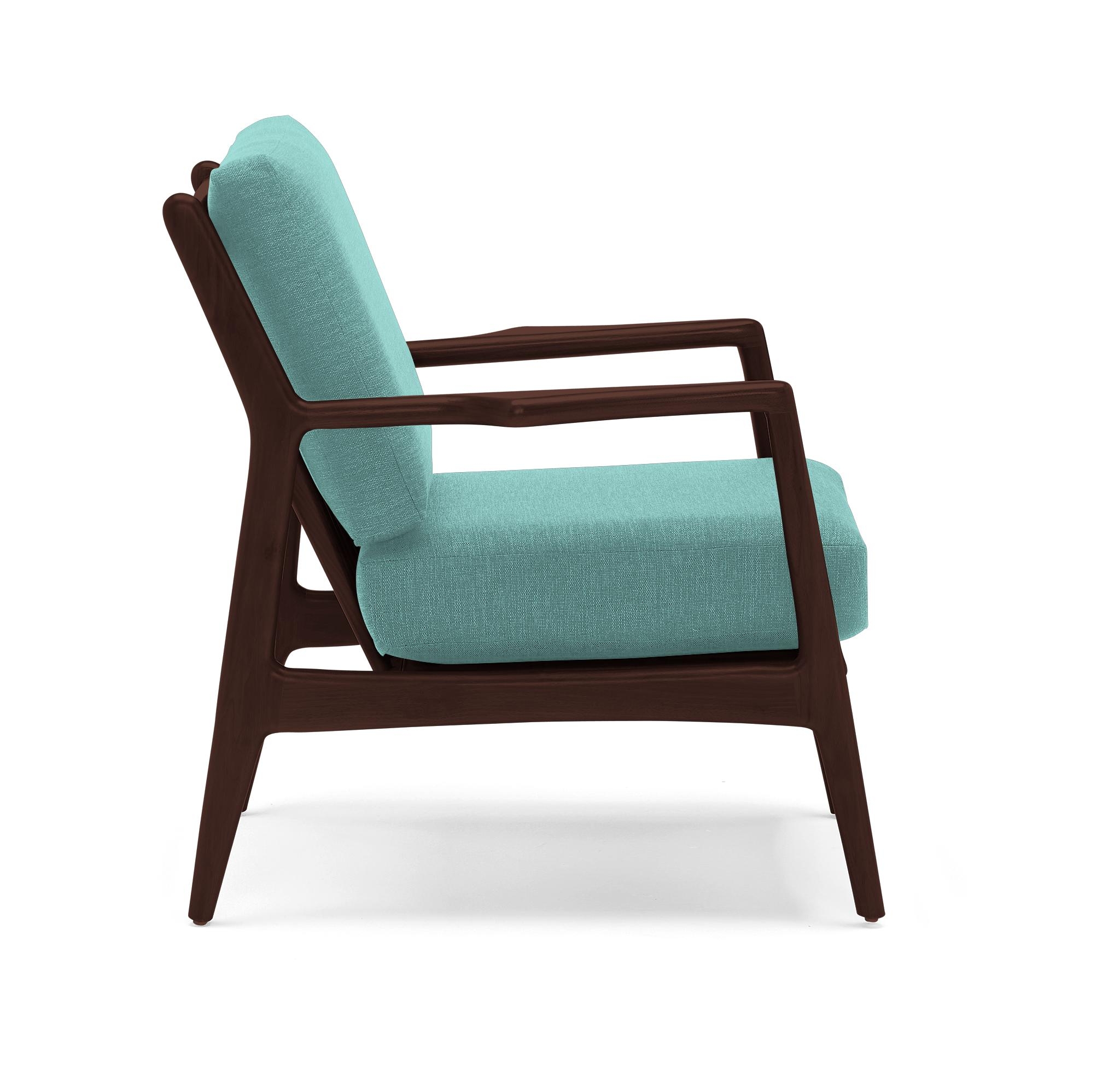 Green Collins Mid Century Modern Chair - Essence Aqua - Walnut - Image 2
