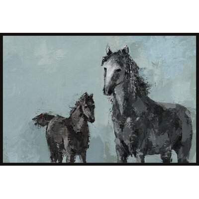 'Black Horses' - Floater Frame Painting  on Canvas - Image 0