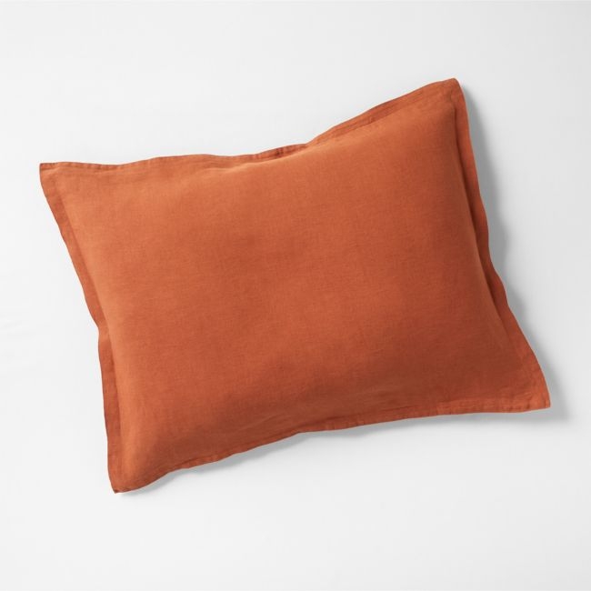 New Natural EUROPEAN FLAX ™-Certified Linen Spice Orange Standard Bed Pillow Sham - Image 0