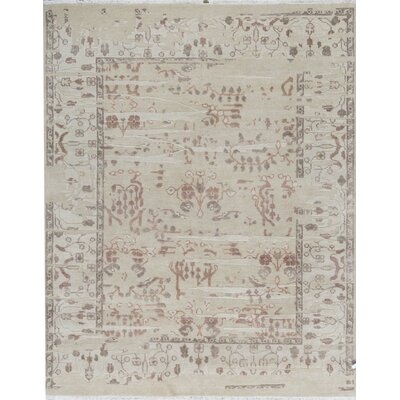 One-of-a-Kind Hand-Knotted Gold/Beige 7'10" x 9'10" Viscose Area Rug - Image 0