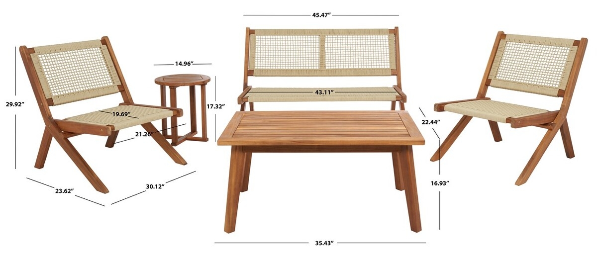 Indoor-Outdoor Kobina 5Pc Outdoor Living Set - Natural/Natural - Safavieh - Image 9
