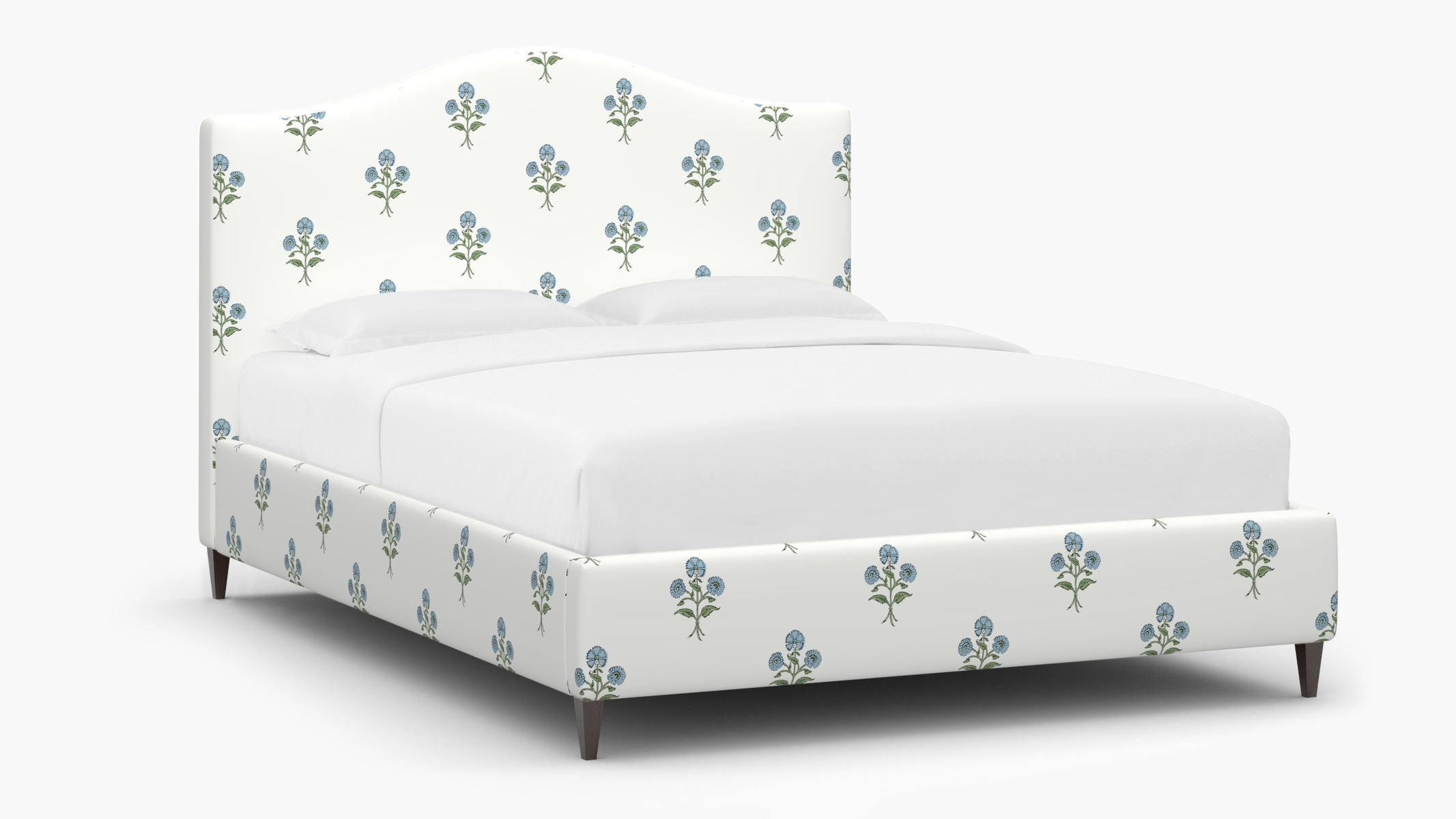 Camelback Bed, Blue Delphine, Espresso Square Tapered Leg, Full - Image 1