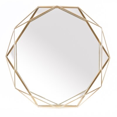 Metal Octagonal Frame Wall Mirror, Gold - Image 0