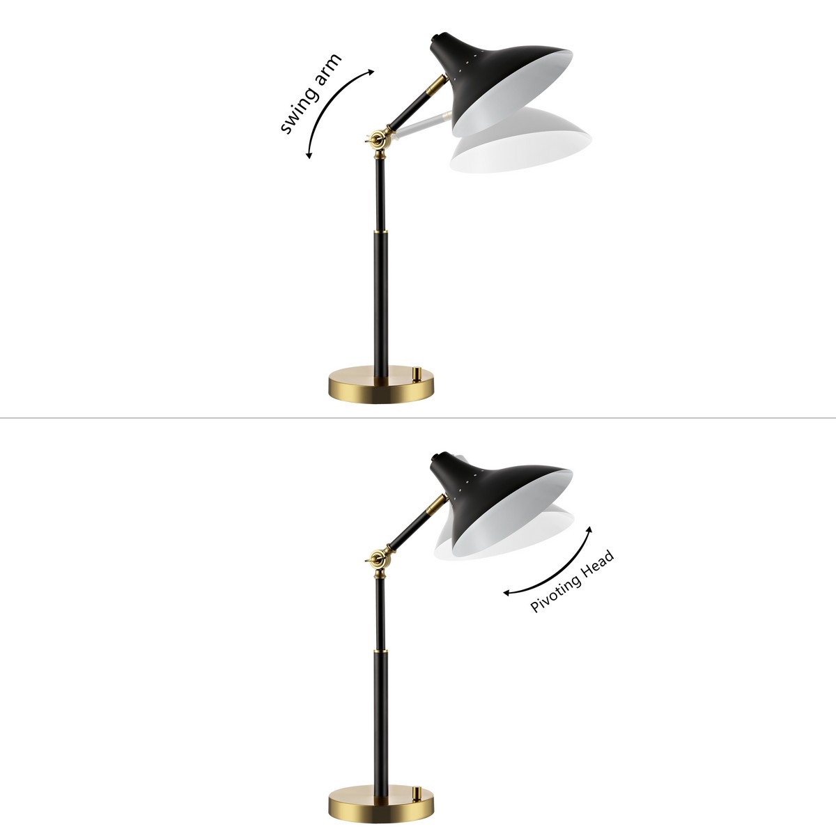 Author 18.5 Table Lamp W/ Usb - Black / Brass - Safavieh - Image 4