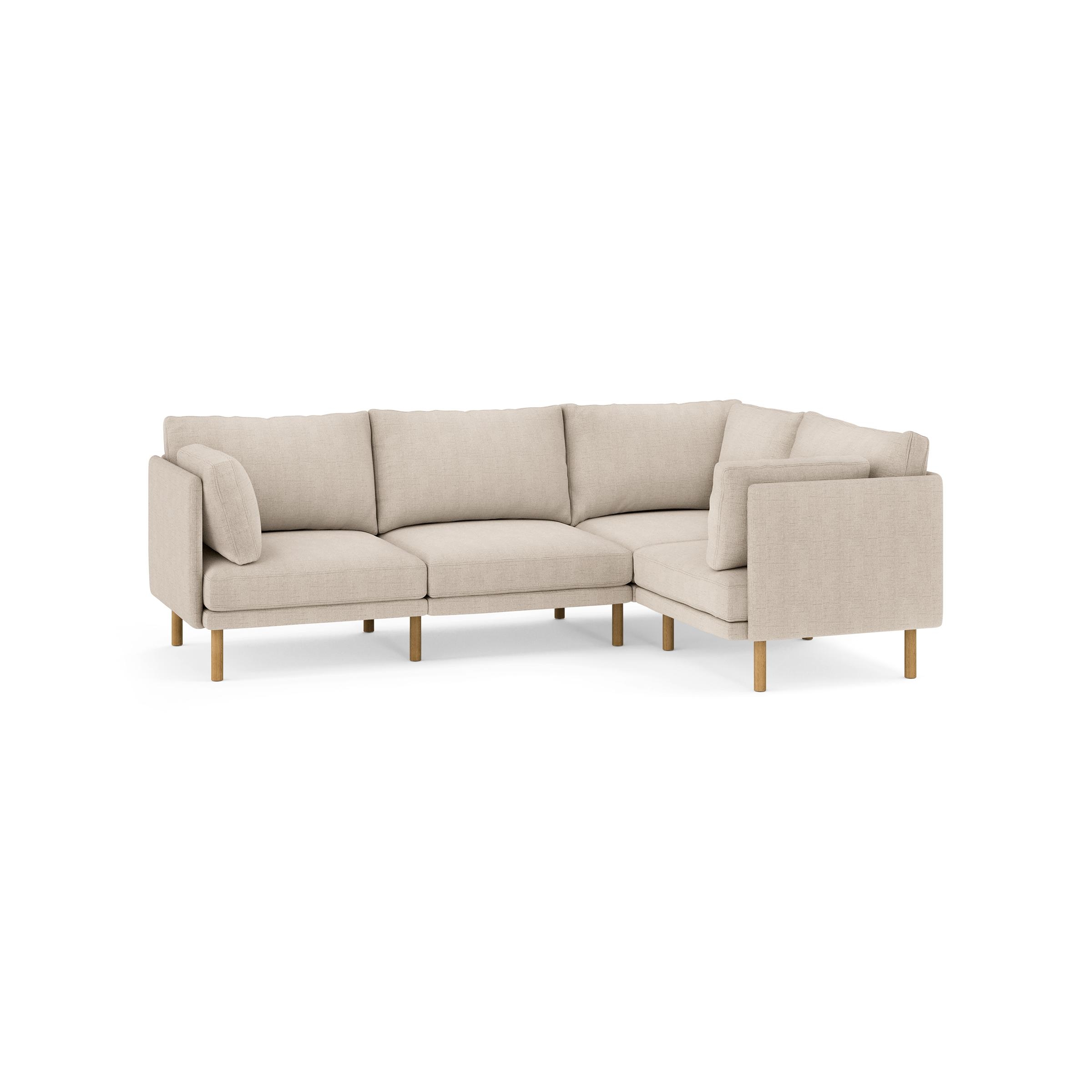 Field 4-Piece Sectional - Oatmeal - Performance Chenille / Oak - Wood - Image 0