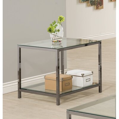Espie Glass Top End Table with Storage - Image 0