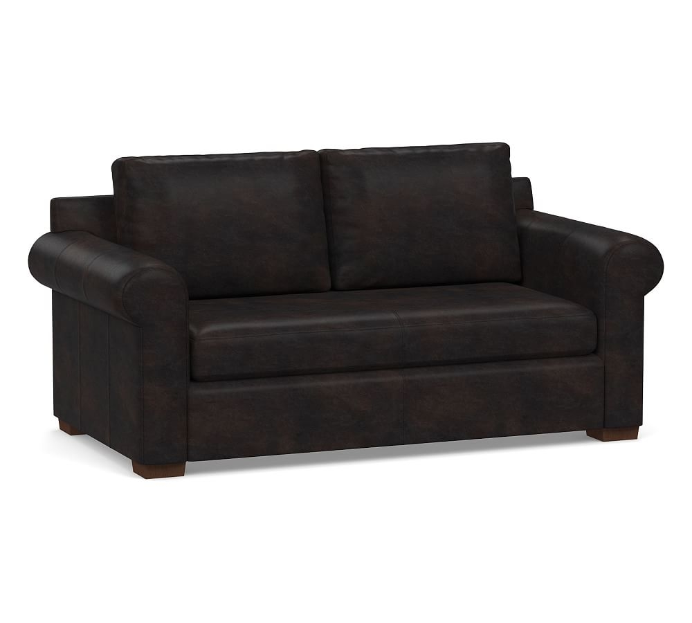 Shasta Roll Arm Leather Loveseat 71", Polyester Wrapped Cushions, Vintage Midnight - Image 0