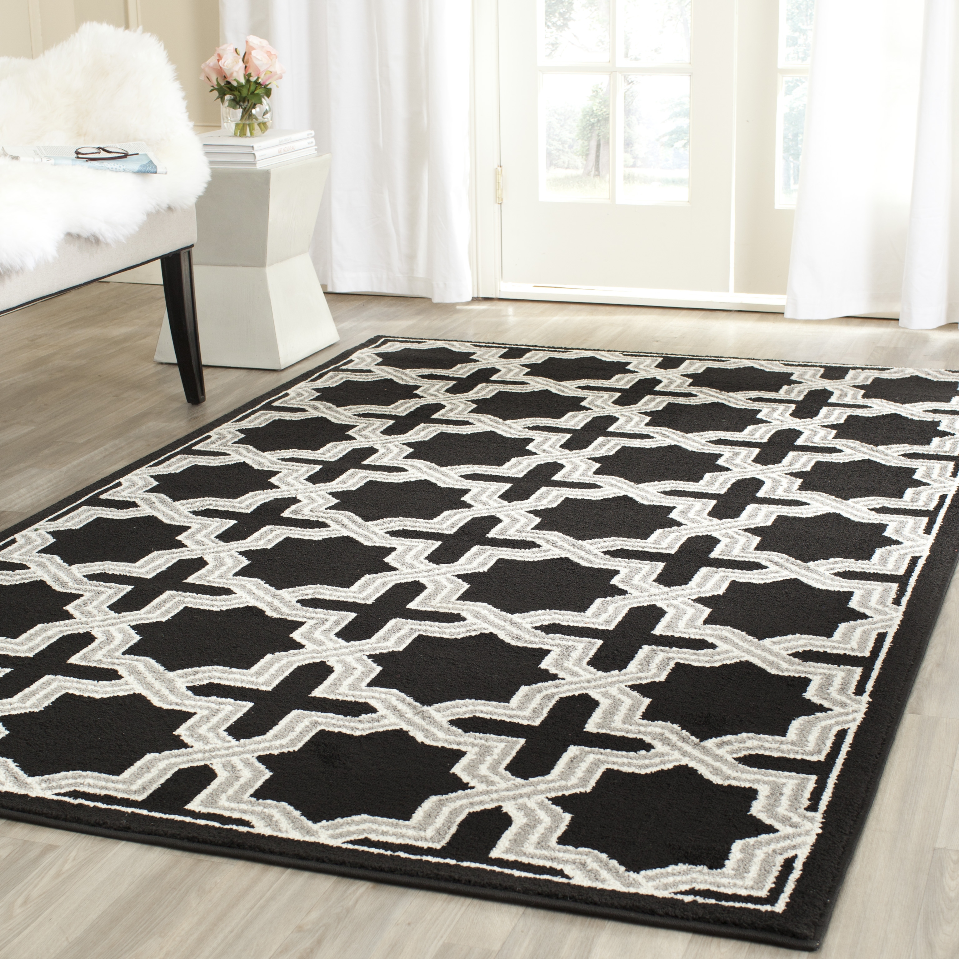 Arlo Home Indoor/Outdoor Woven Area Rug, AMT418L, Anthracite/Grey,  5' X 8' - Image 1