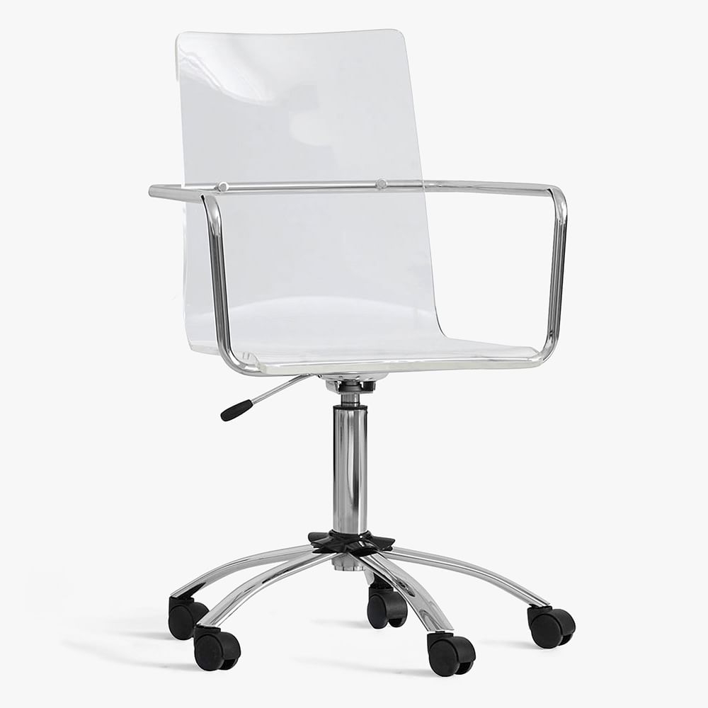 Paige Acrylic Swivel Desk Chair, Silver - Image 0