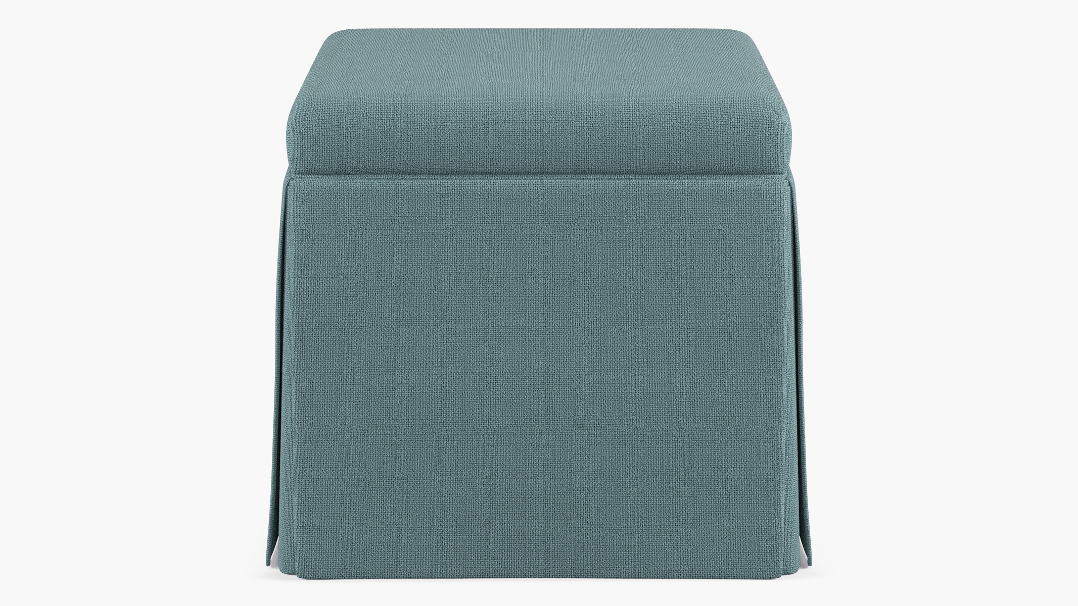 Skirted Storage Ottoman, Seaglass Everyday Linen - Image 0