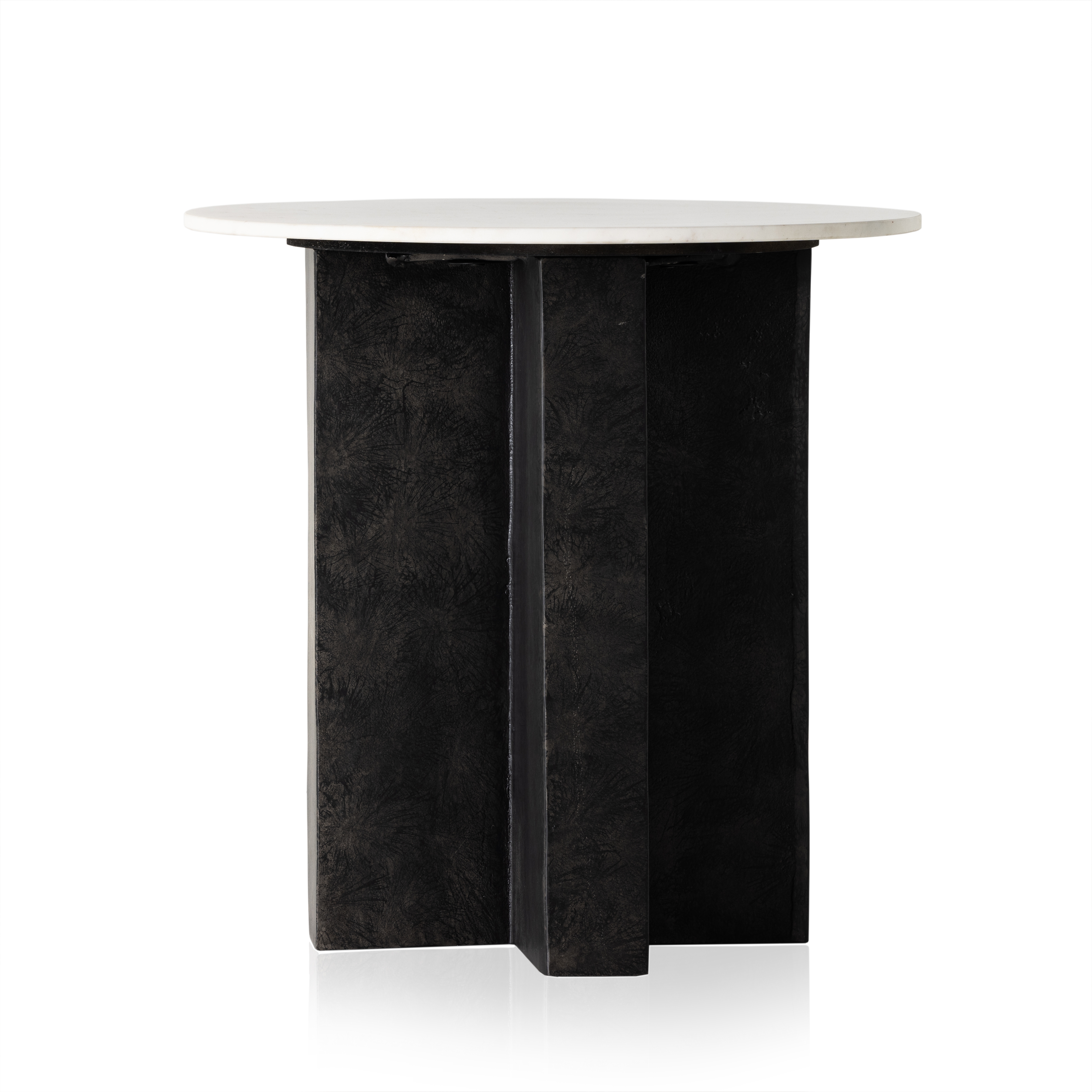 Terrell Round End Table-Plsh White - Image 0