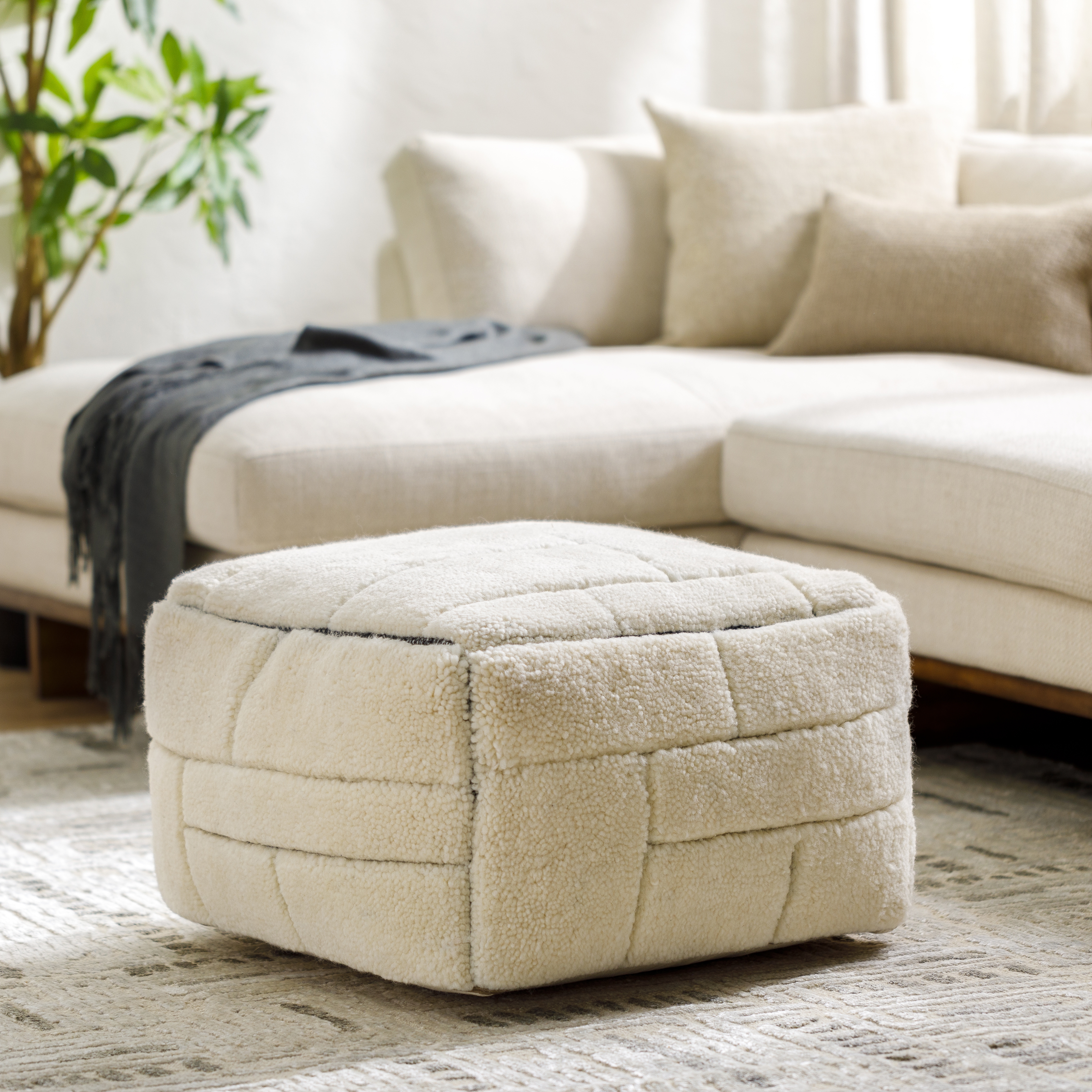 Jakob Hand Knotted Pouf - Image 1