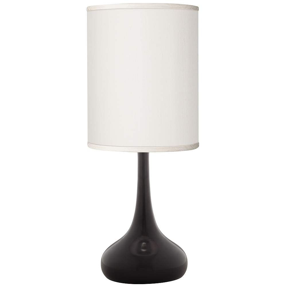 Possini Euro Droplet 23 1/2" Cream Faux Silk and Black Table Lamp - Image 0