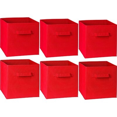 6 Pack -  Foldable Cloth Storage Cube Basket Bins Organizer, (11" H X 10.75" W X 10.75" D) - Image 0