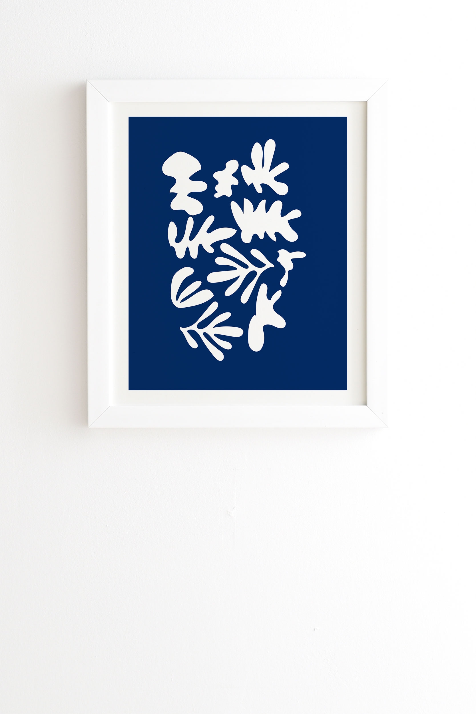 Blue Cut Out by Mambo Art Studio - Framed Wall Art Basic White 14" x 16.5" - Image 0