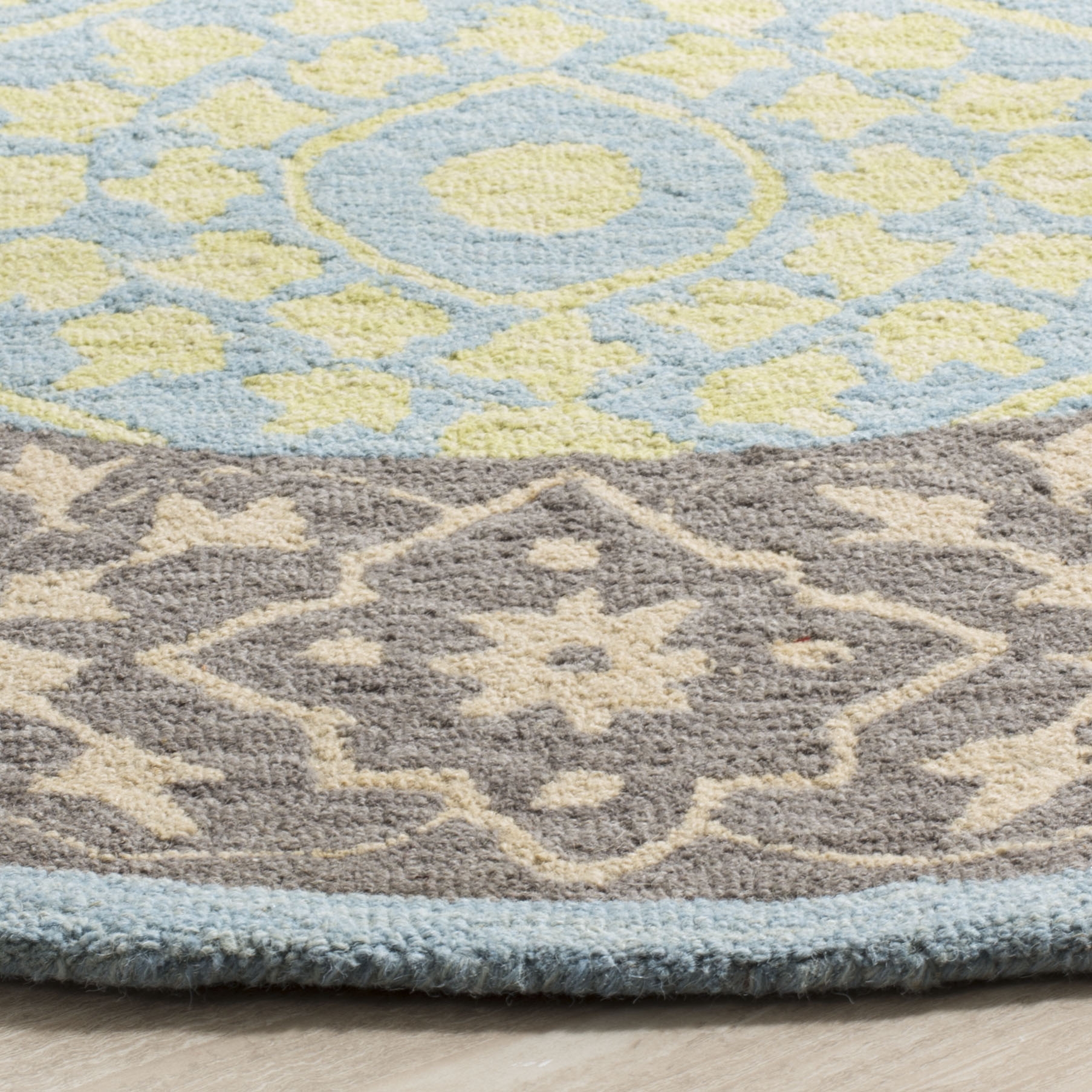 Arlo Home Hand Hooked Area Rug, SZN104A, Chocolate/Yellow,  5' X 5' Round - Image 2