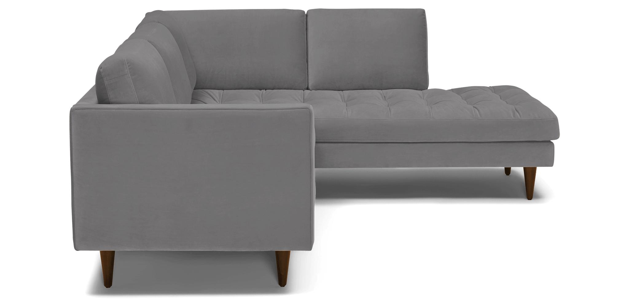 Gray Briar Mid Century Modern Sectional with Bumper - Royale Ash - Mocha - Right  - Image 2