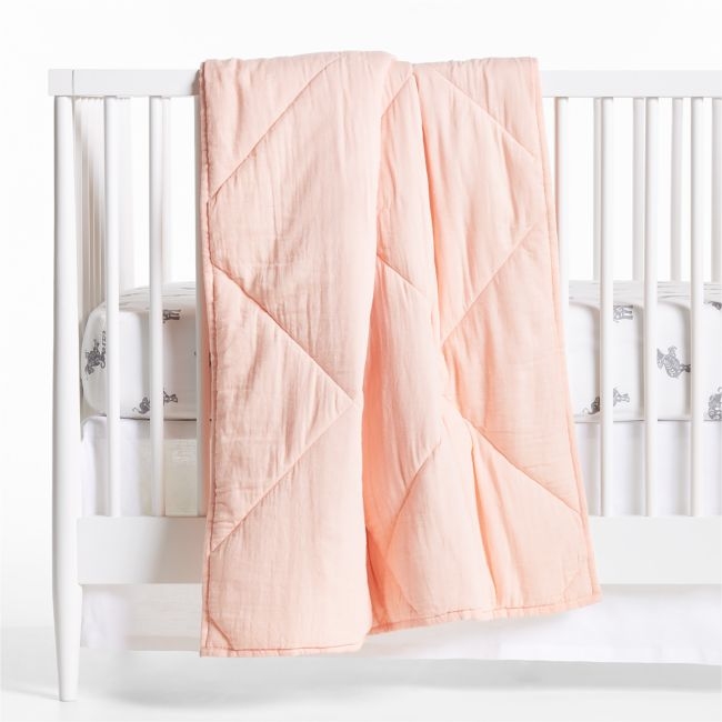 Supersoft Elegant Pink Cotton Gauze Baby Crib Quilt - Image 0