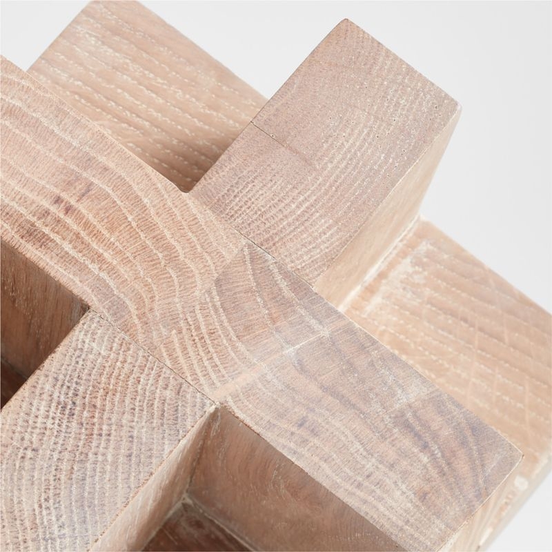 White Wood Block Sculpture 6" - Image 2