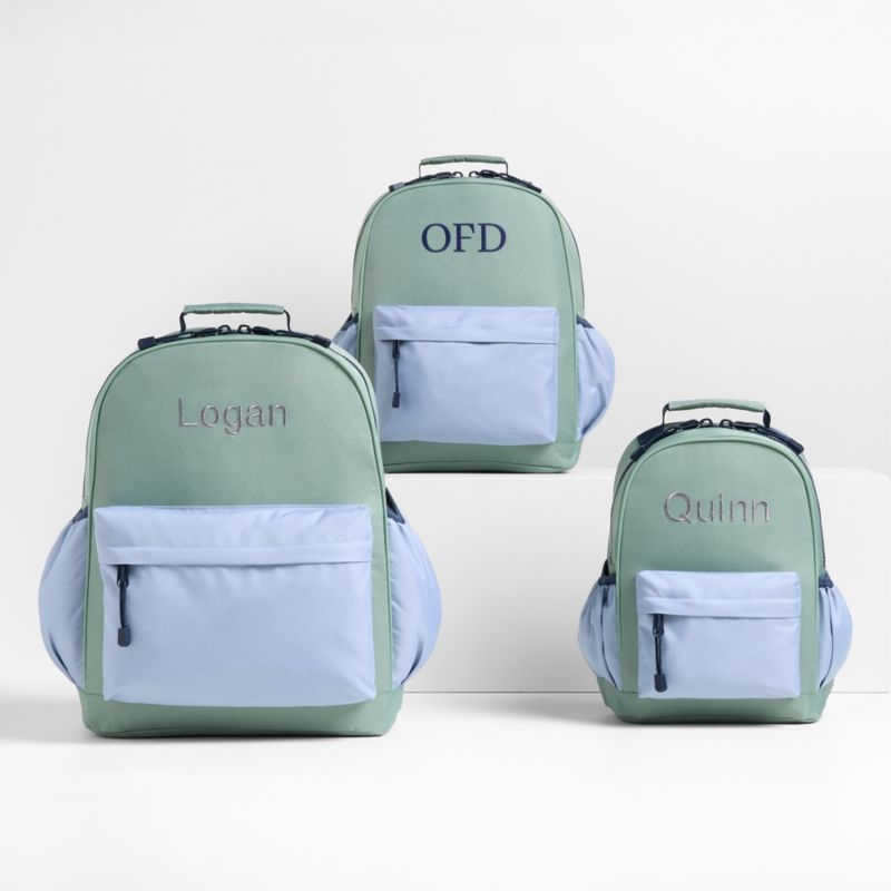 Dreamer Colorblock Green and Blue Medium Kids Backpack with Side Pockets - Image 2