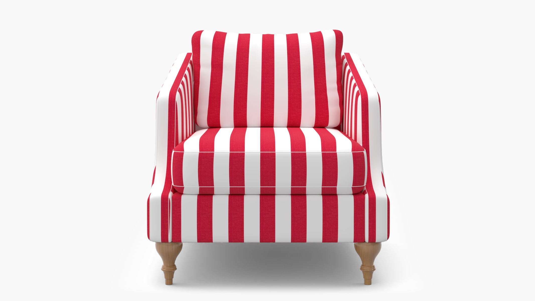 Slope Arm Chair, Red Cabana Stripe, Natural Turned Wood Leg - Image 0