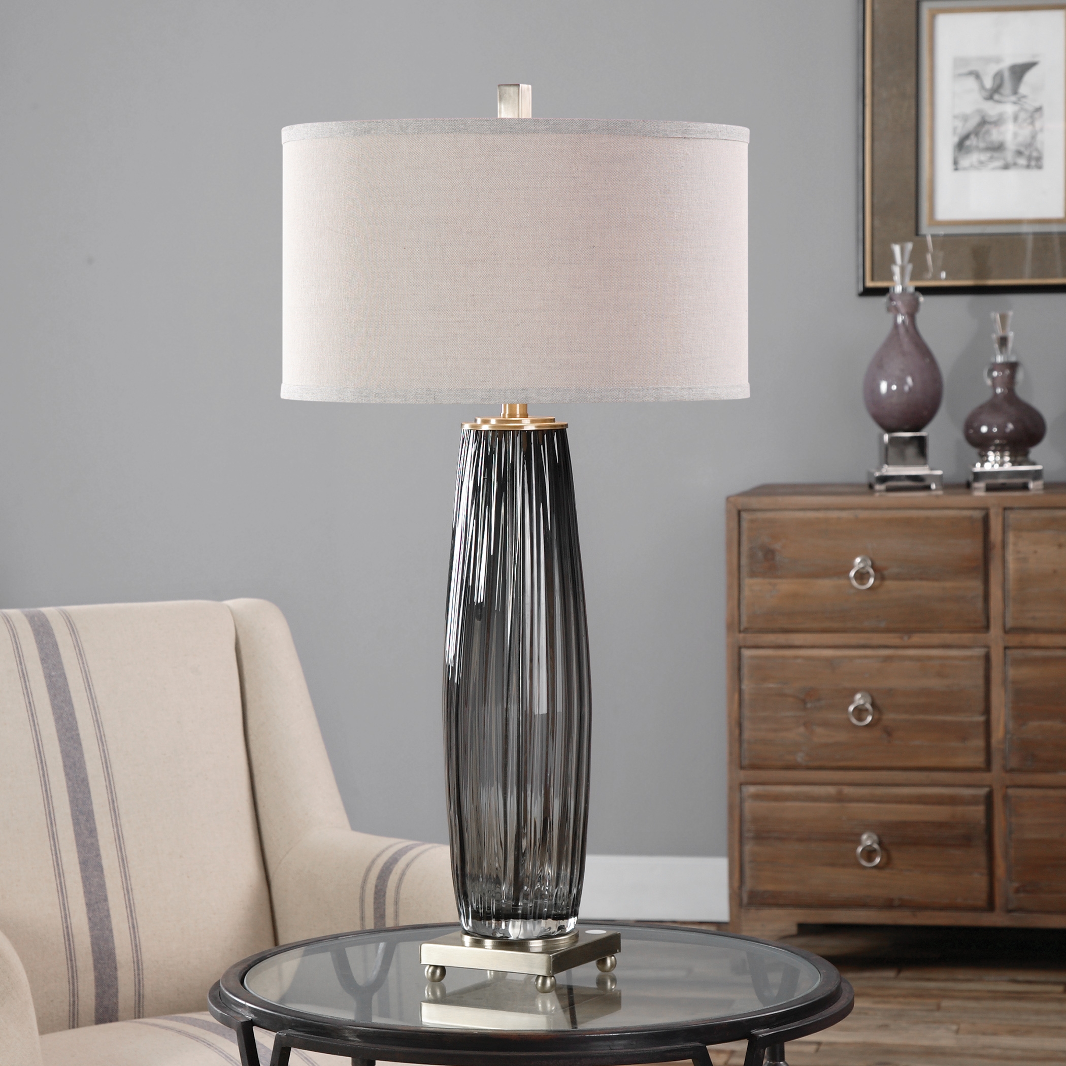 Vilminore Gray Glass Table Lamp - Image 0