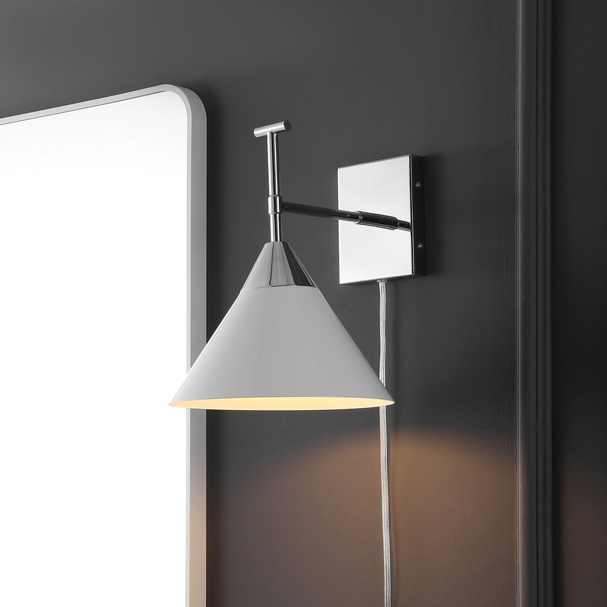 Velezia 12.5" Wall Sconce - Chrome / White - Safavieh - Image 2