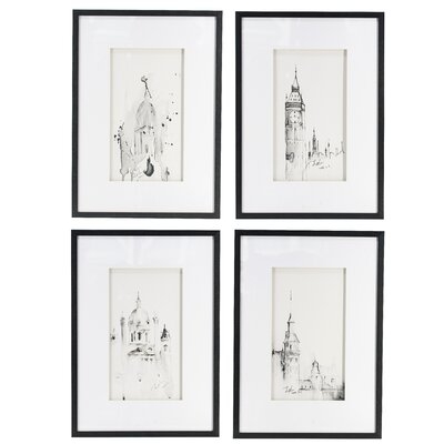 'Architecture' - 4 Piece Picture Frame Painting Print Set on Glass - Image 0