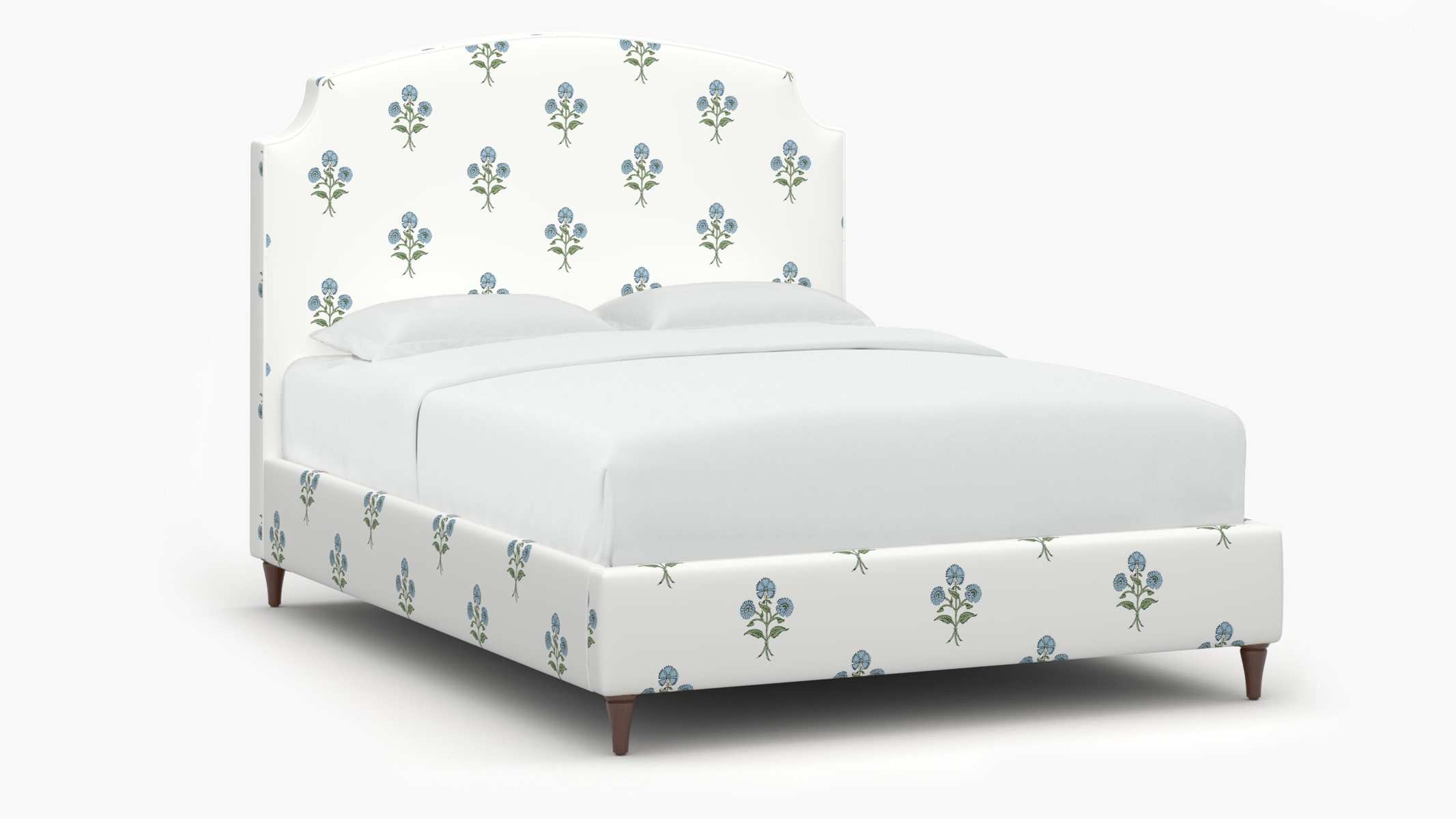 Cove Bed, Blue Delphine, Walnut Decorative Tapered Leg, Twin - Image 1