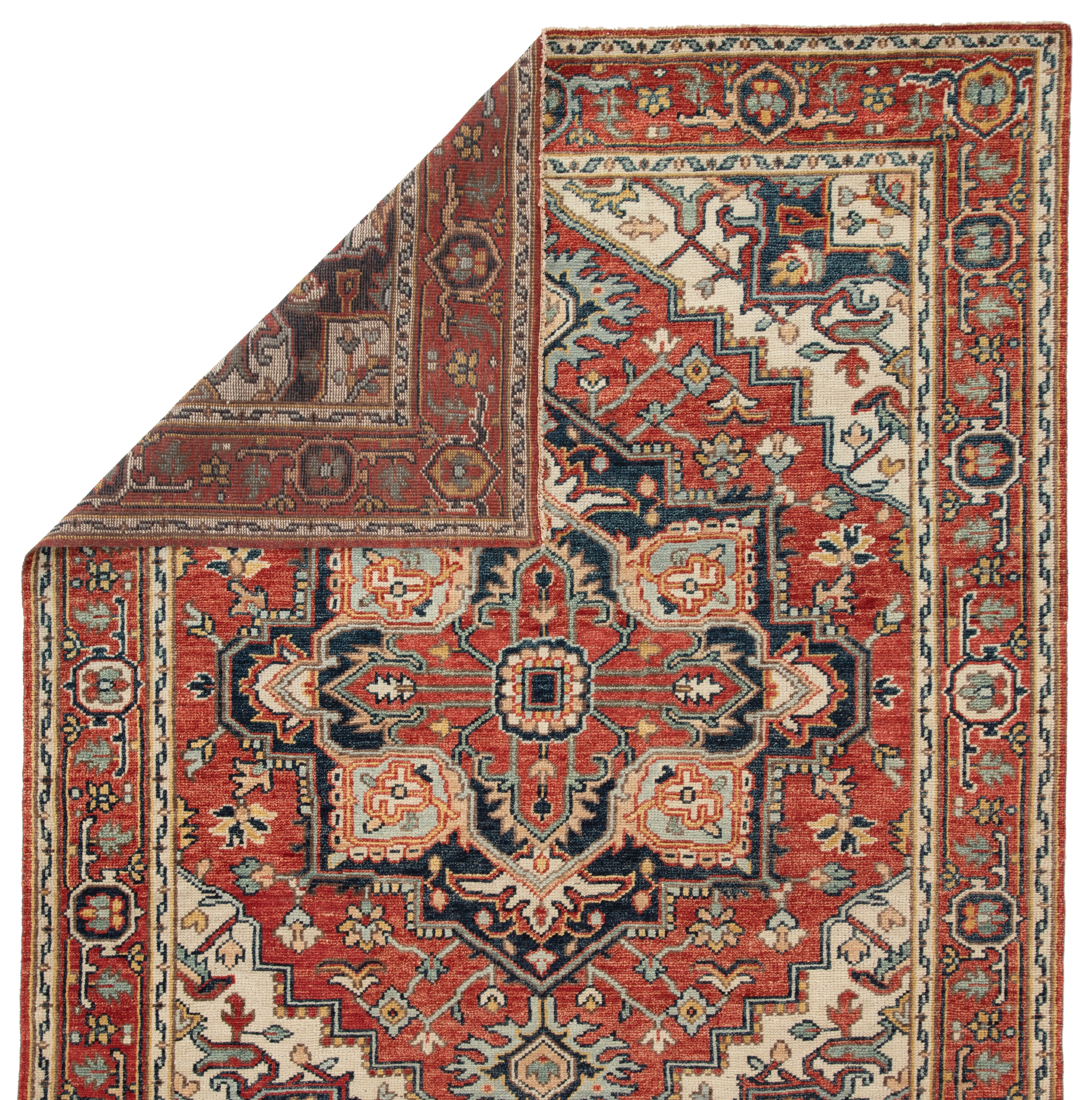 Willa Hand-Knotted Medallion Red/ Multicolor Area Rug (8'6"X11'6") - Image 2