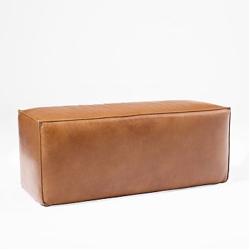 Leather Pouf, 26" x 26" x 14", Saddle - Image 4