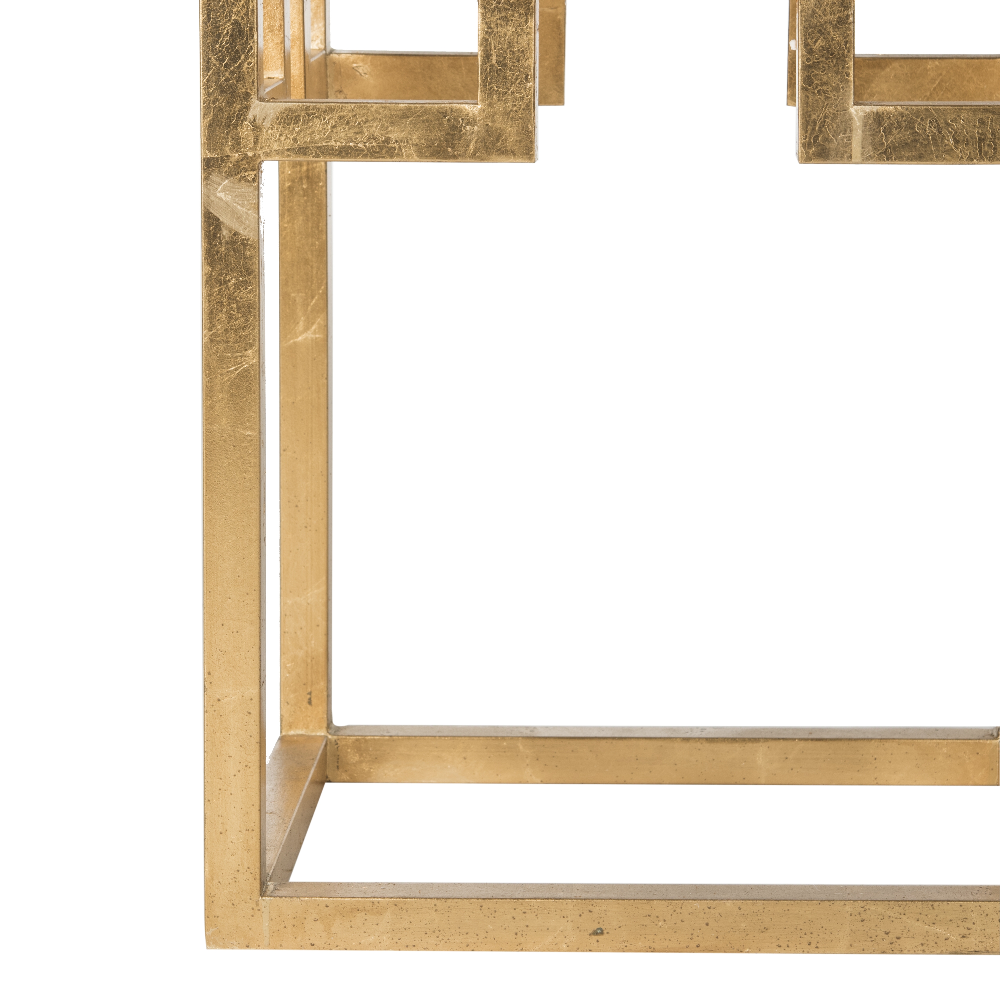 Byram Greek Key Glass Top End Table - Antique Gold - Safavieh - Image 0