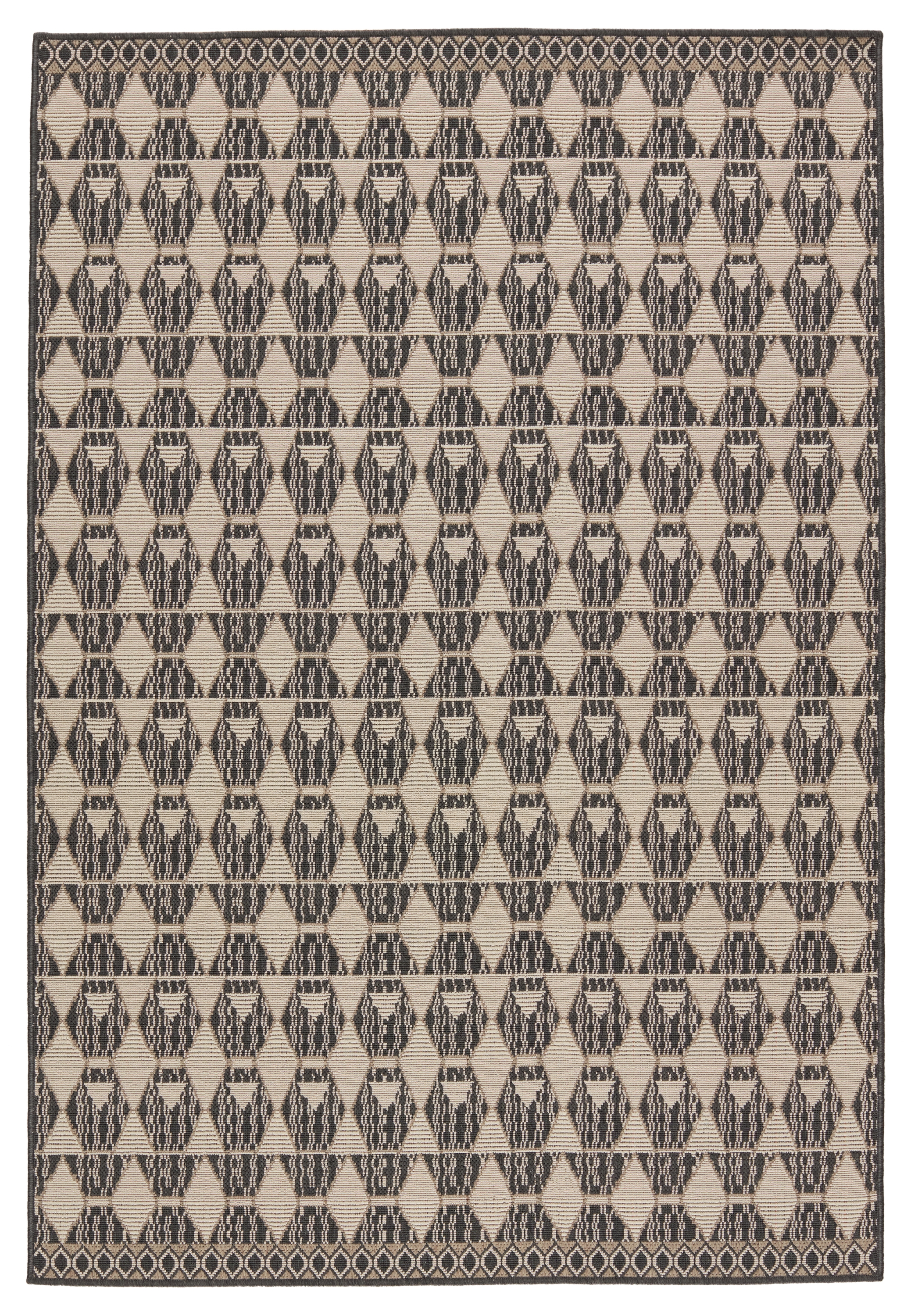 Vibe by Maji Indoor/ Outdoor Geometric Black/ Beige Area Rug (2'X3') - Image 0