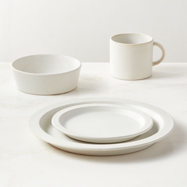 Swoon 4-Piece Off-White Dinnerware Set with Soup Bowl with Reactive Glaze - Image 0