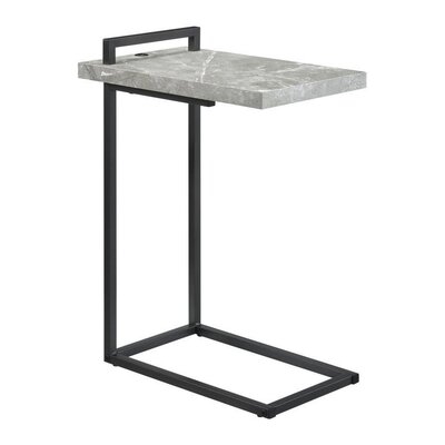 'C' Side Table With Plugin And Cantilever Base, Gray - Image 0