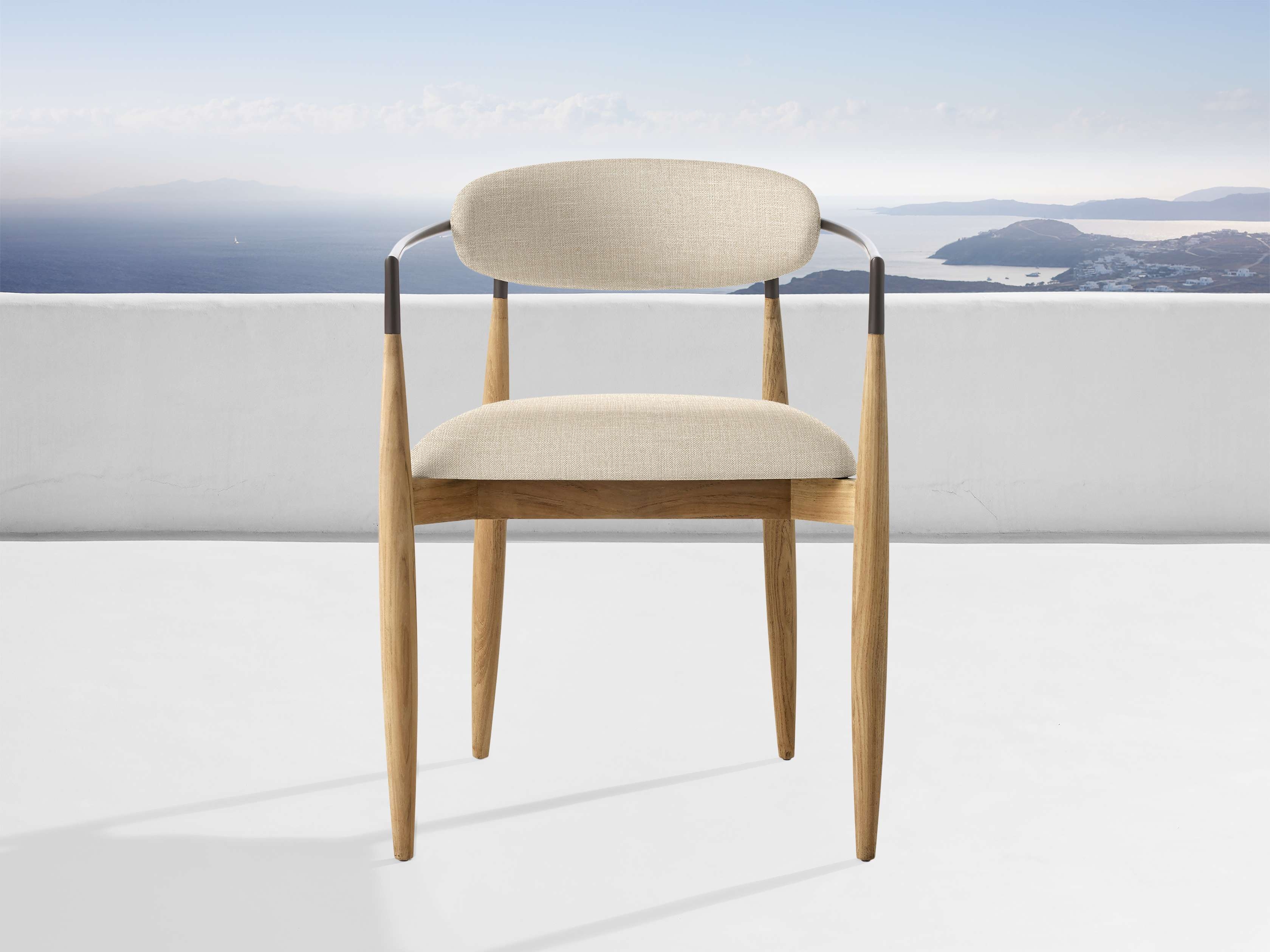 Jagger Outdoor Collection Covers in Fabric Gray  Dining Arm Chair - Image 0