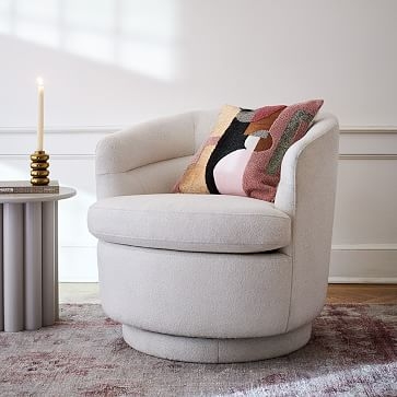 Viv Swivel Chair, Boucle, White Luxe - Image 3