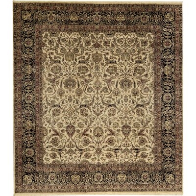 One-of-a-Kind Marquis Hand-Knotted Beige 9'1" x 10'2" Wool Area Rug - Image 0