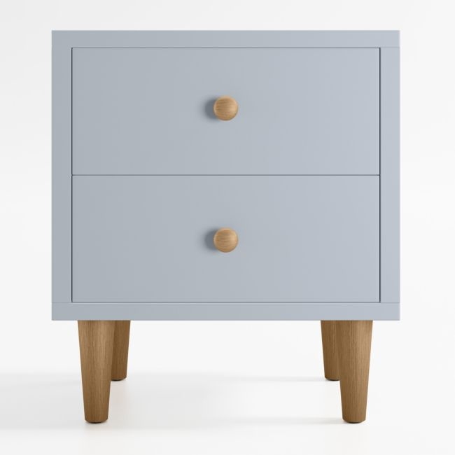 Finn Mist Blue Wood 2-Drawer Kids Nightstand - Image 0