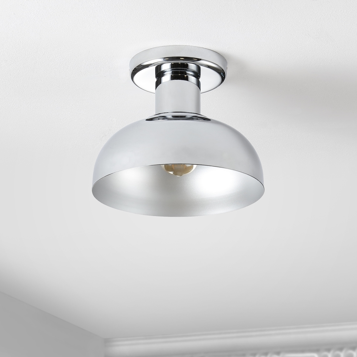 Helm 10" Flush Mount - Chrome - Safavieh - Image 3