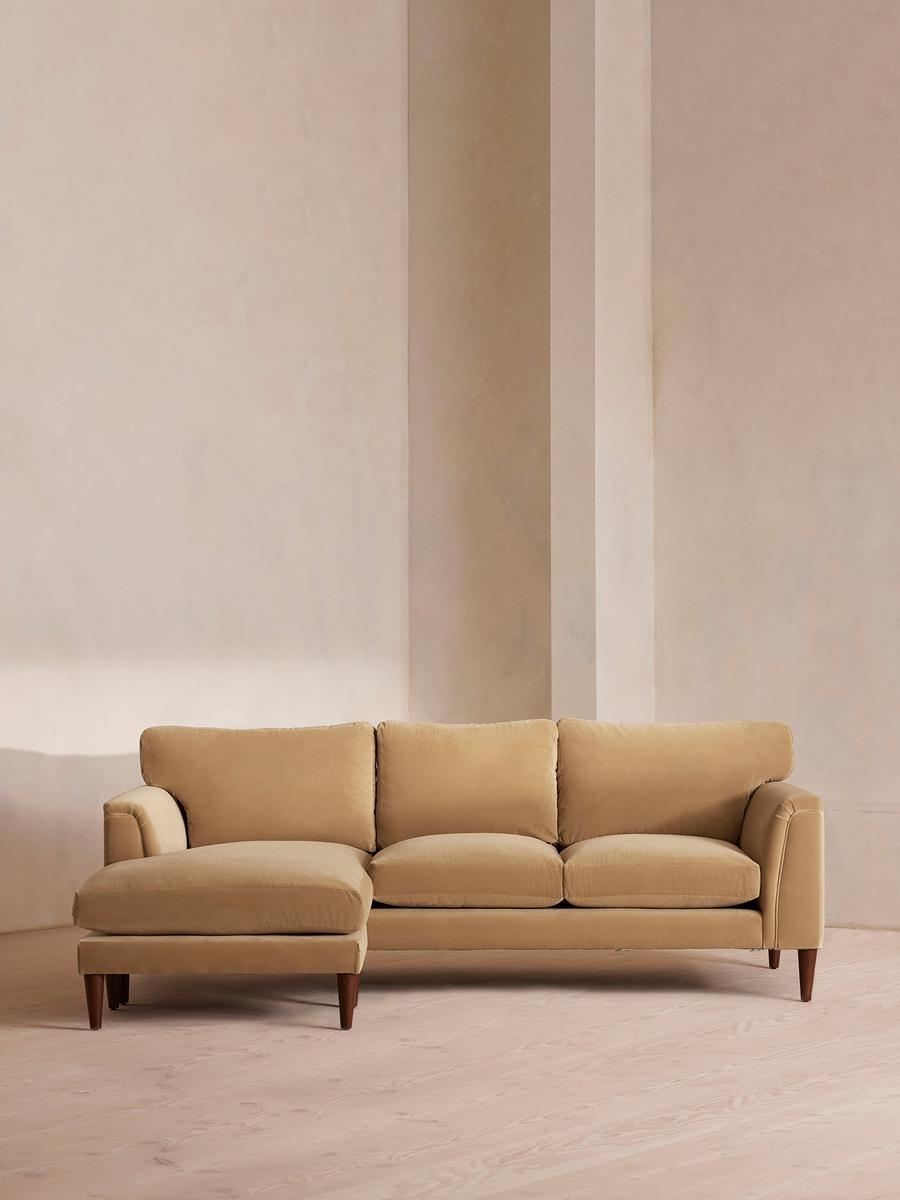 Reya Chaise-end Sofa, Velvet, Camel, US - Image 0