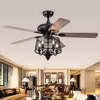 Croteau 5 Blade Ceiling Fan, Light Kit Included - Image 0